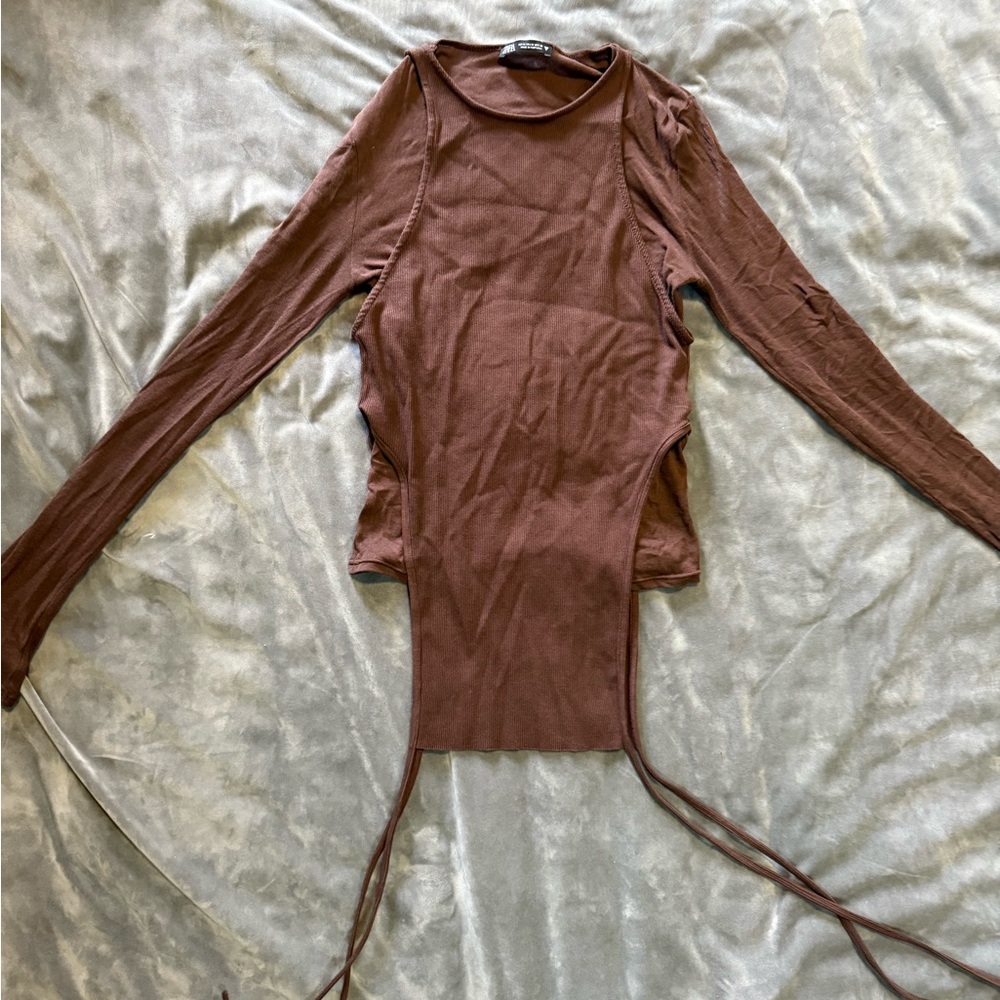 Zara Chocolate Brown Long Sleeve Bodysuit